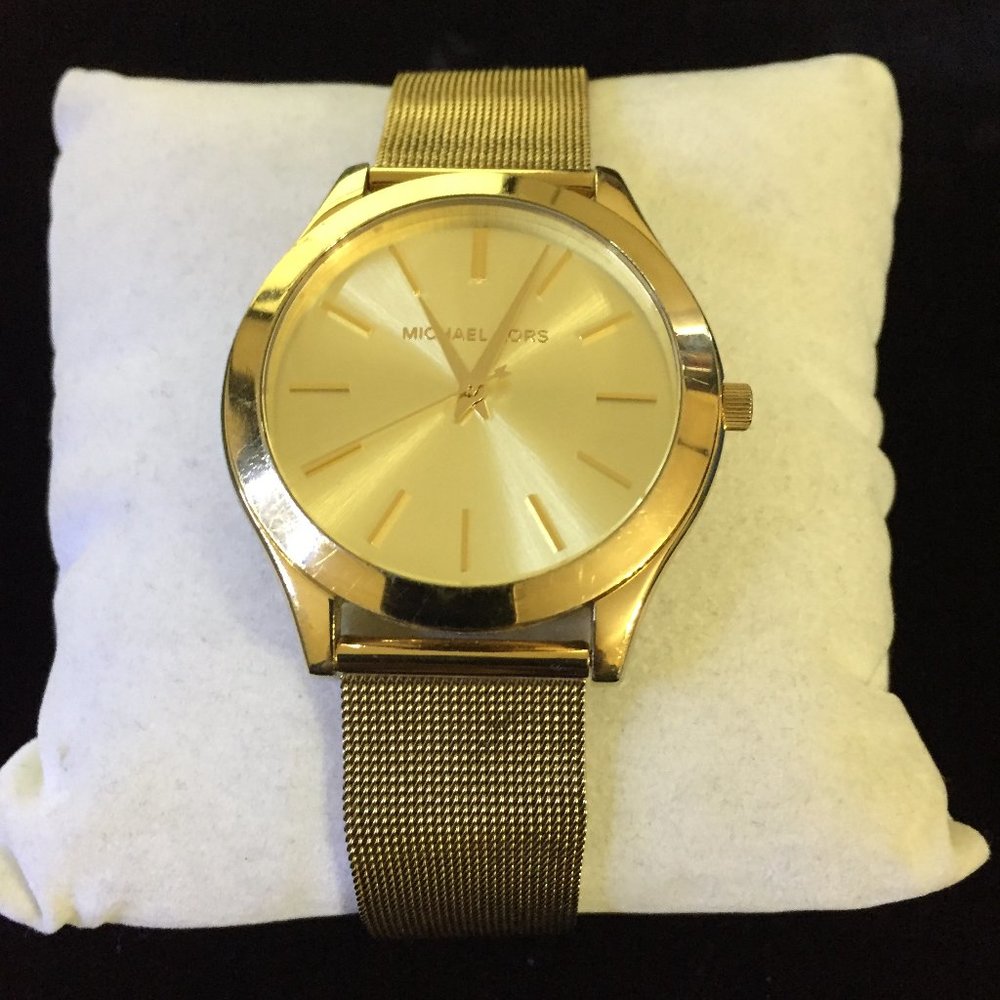 MICHAEL KORS Slim Runway Gold-tone Mesh Band Watch